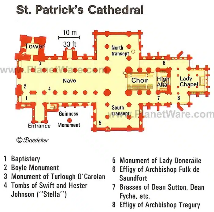 Dublin - St. Patrick's Cathedral Historical Map